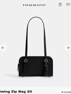 Coach Black Swing Zip Shoulder Bag with Gold Hardware